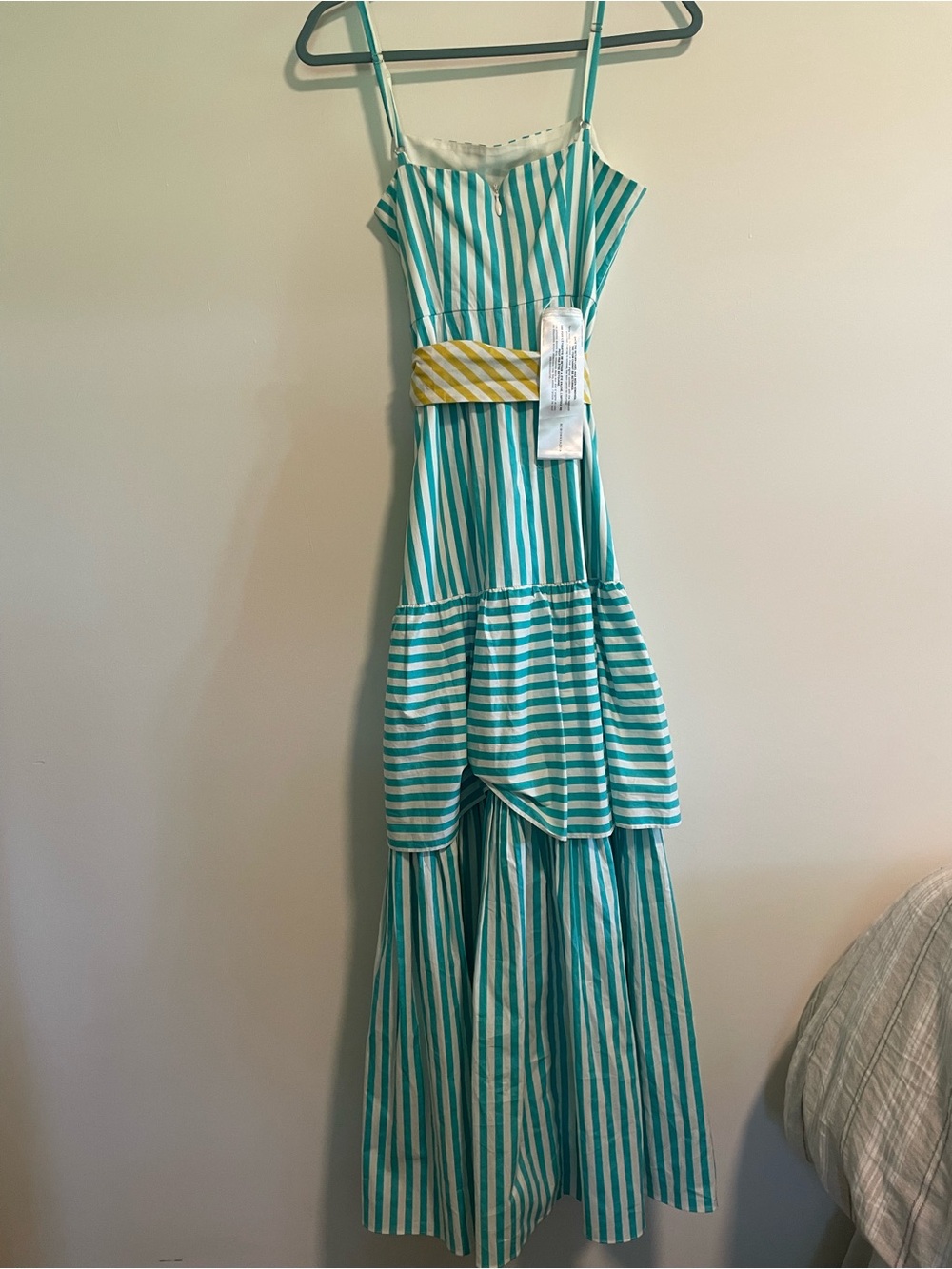 BCBGeneration NWT Striped High/Low Hem Maxi Dress Cotton Women Size 6 Nautical - Picture 6 of 11
